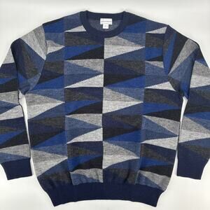 Maus Hoffman Sweater Men Large Baby Alpaca Knit Colorblock Geometric Peru Preppy